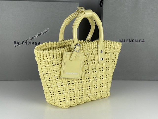 Balenciaga專櫃爆款漆面人造皮革編織敞口托特包 巴黎世家中號Bistro菜籃子包 款號：080807 fyj1272